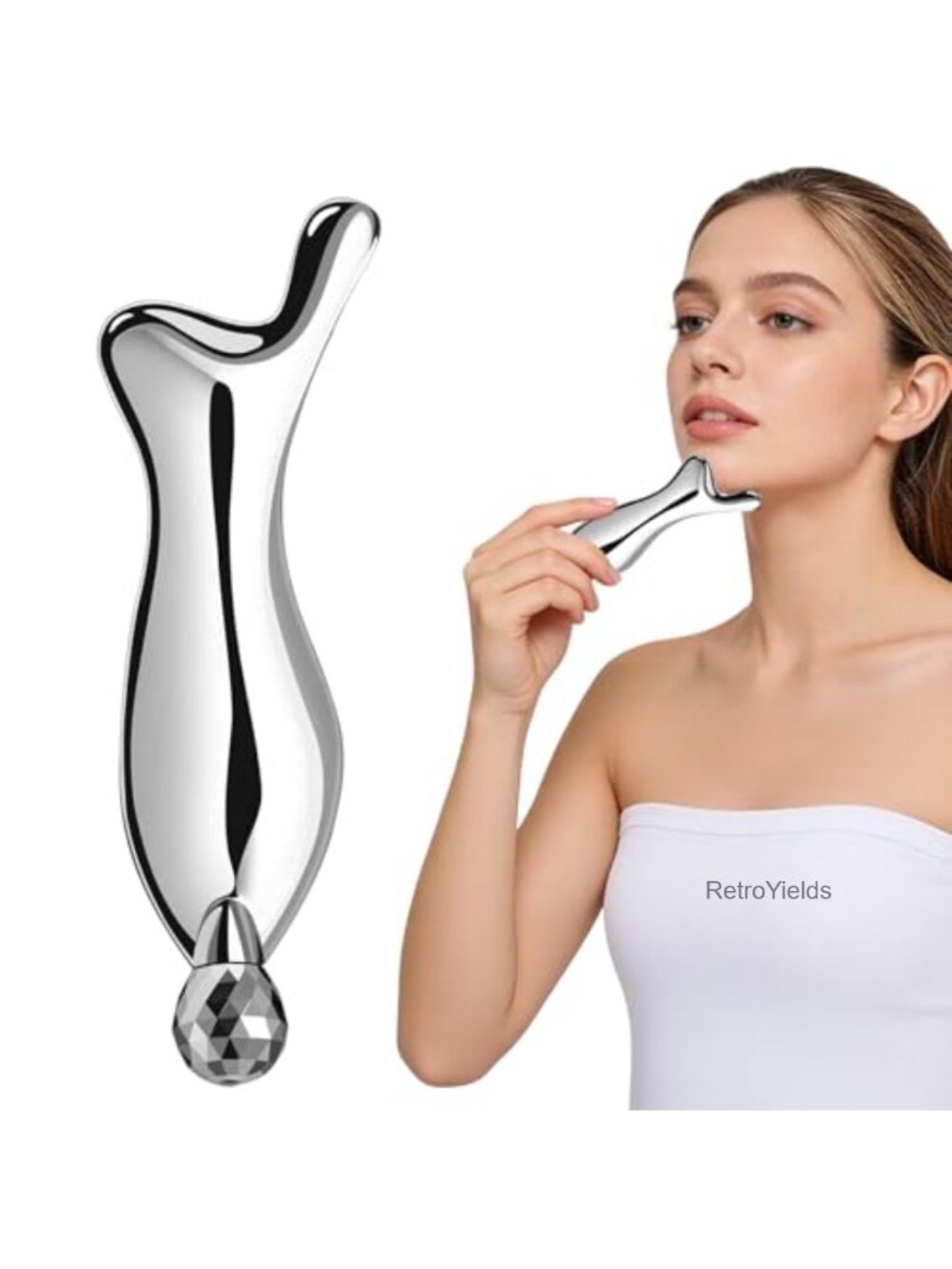 4-in-1 Gua Sha Facial Tool Set Stainless Steel Face Roller